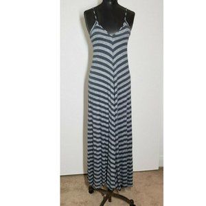 Puella Sz Small Gray and Black Chevron Stripe Maxi Dress Summer Sun Strappy
